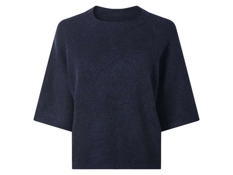 Dunkelblauer Kurzarmpullover mit Rundhalsausschnitt