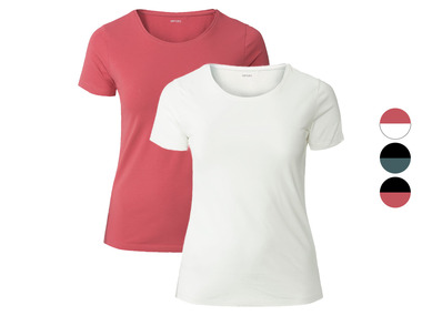 esmara Damen T-Shirts, 2 Stück, mit hohem Baumwollanteil