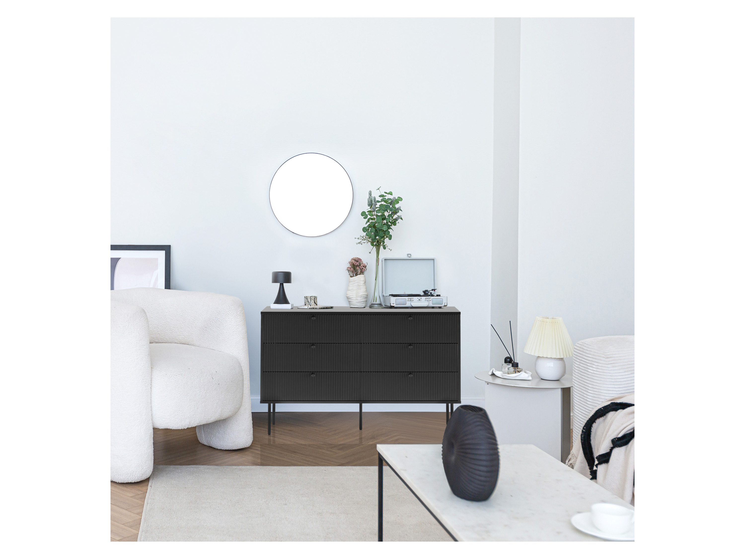 HJH LIVING Kommode KARBY 4 Schubladen Schwarz – Bild 2 von 4