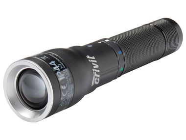 CRIVIT® Akku Taschenlampe, mit 4 wählbaren Farben und 4 Betriebsarten