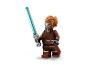 LEGO Star Wars Plo Koon Minifigur mit blauem Lichtschwert.