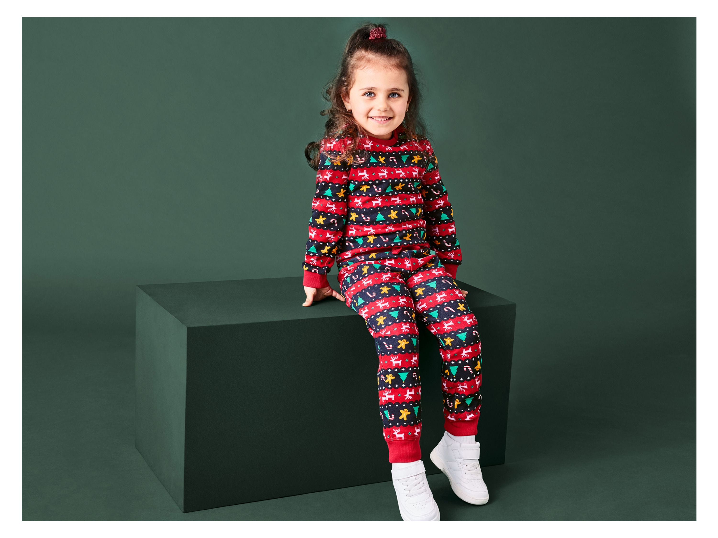 Thumbnail - lupilu® Kleinkinder Mädchen Sweatanzug 2tlg. Weihnachten (Rot, 98/104)