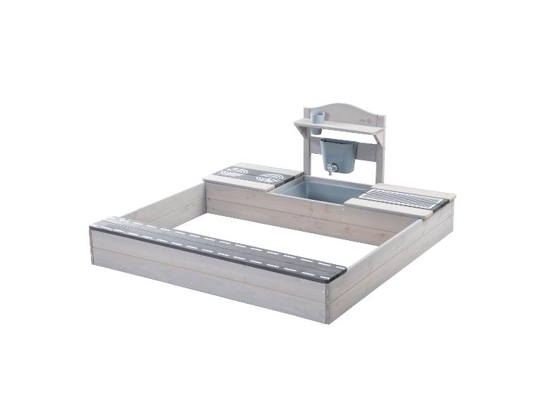 Holzsandkasten mit Spielküche, Spüle und Herd