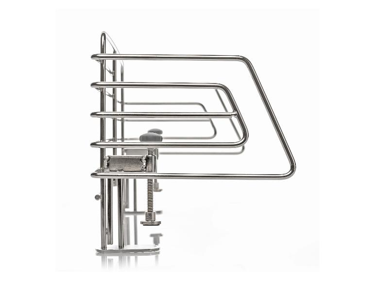 Verchromte Halterung mit Schrauben befestigt.