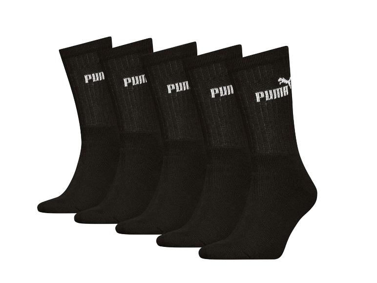 Fünf Paar schwarze Socken mit weißem Markenlogo