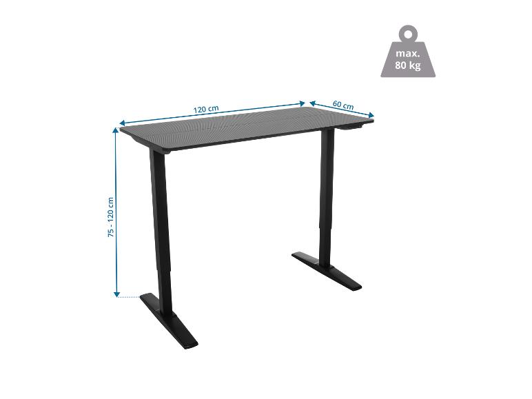 Höhenverstellbarer Schreibtisch 120 x 60 cm mit max. 80 kg Traglast.