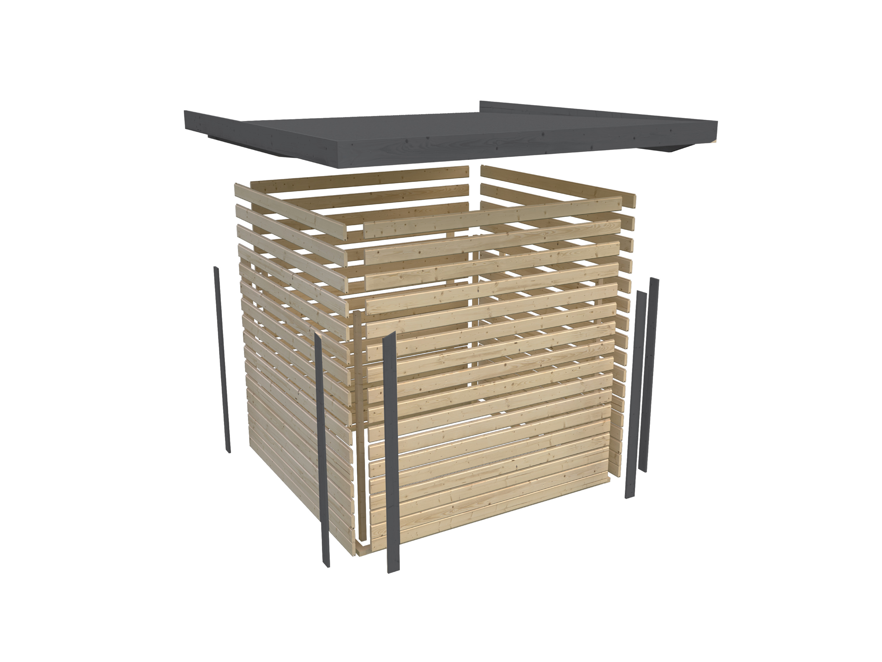 KARIBU Gartenhaus Maverick (ohne Anbaudach, Anthrazit/Anthrazit) – Bild 4 von 4