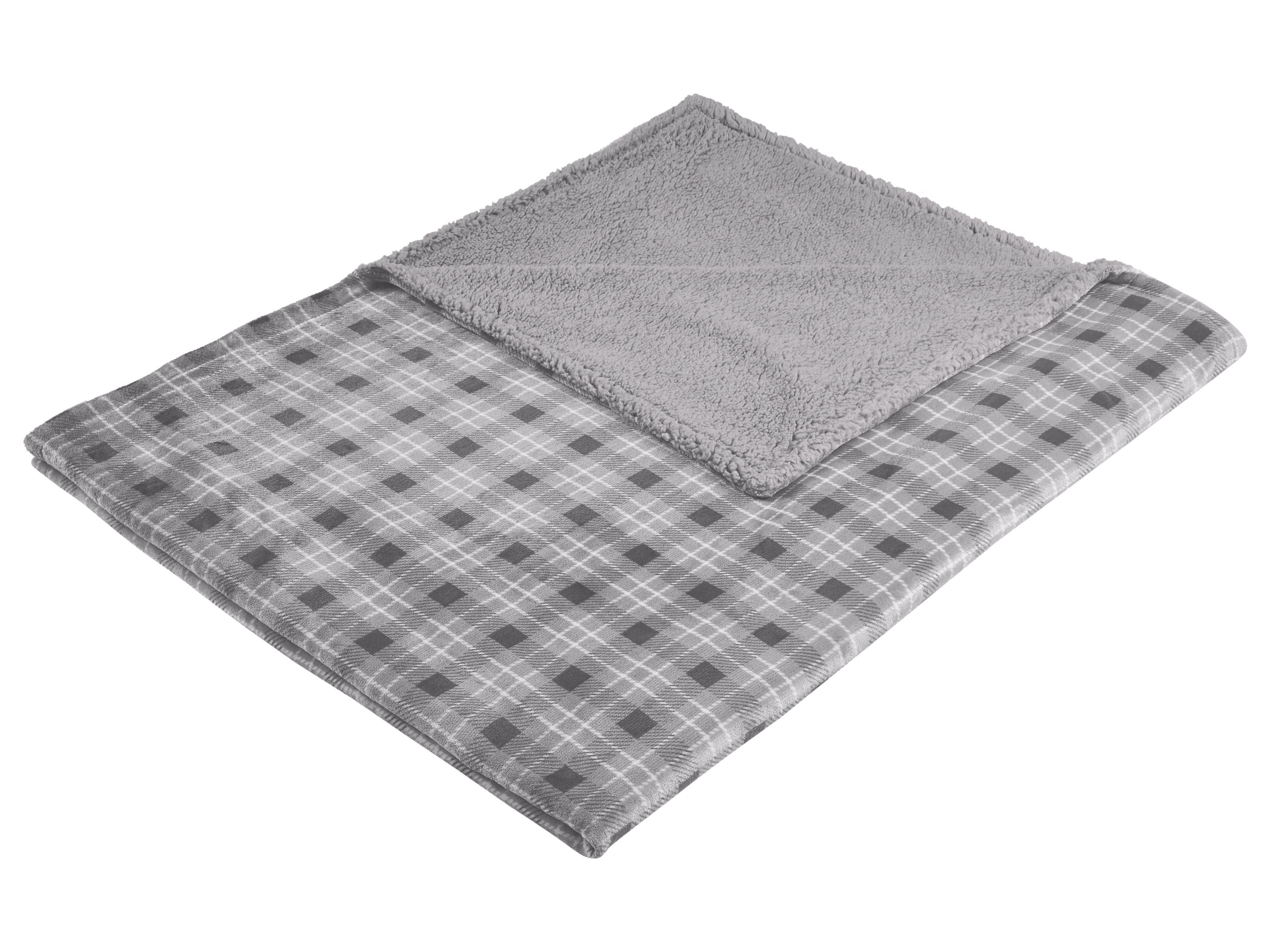 Thumbnail - LIVARNO® Kuscheldecke mit Teddyfleece (Karo/grau)