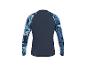 Langärmliges Badeshirt mit blauem Blättermuster, Rückansicht.