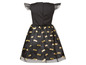 Schwarzes Batgirl-Kleid mit goldenem Fledermaus-Muster