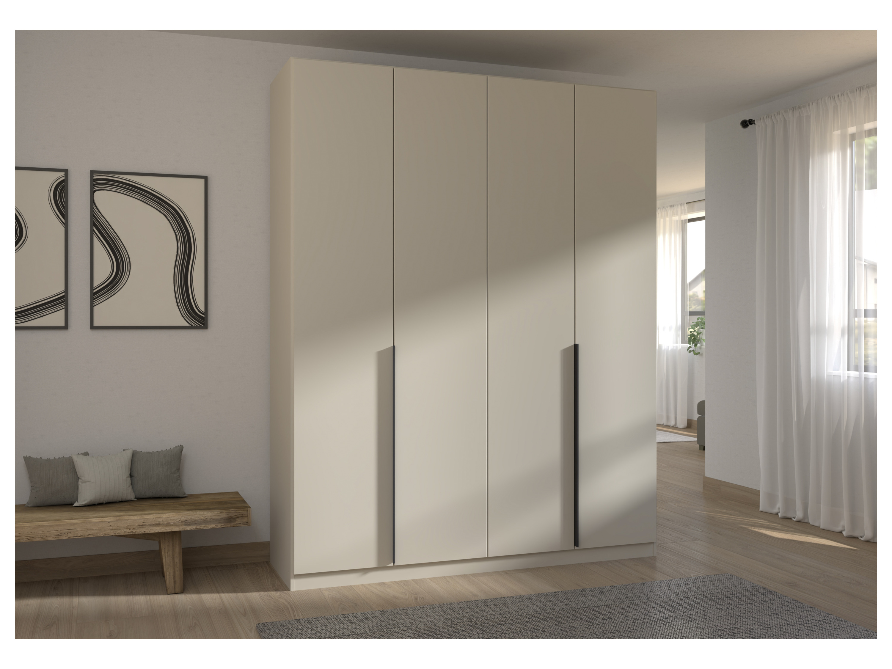 RAUCH ORANGE Drehtürenschrank Alabama (Basic-Zubehör, Beige-Champagner, Griffe Grau, 181 x 229 cm) – Bild 2 von 4