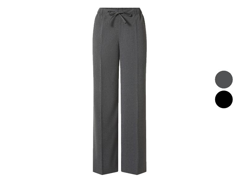 Graue Hose mit geradem Bein und Kordelzug in der Taille, mit Farbproben in Grau und Schwarz.