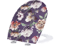 Toilettensitz mit Blumenmuster in Lila, Weiß und Braun