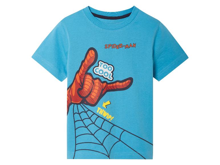 Blaues Spider-Man T-Shirt für Jungen mit Spinnennetz-Motiv.