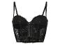 Ein schwarzer BH mit Spitze im Bustier-Stil.
