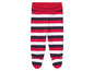 Babyhose mit roten, weißen und schwarzen Streifen.