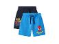 Zwei Kinder-Shorts mit Spider-Man-Aufdrucken: eine blaue und eine dunkelblaue.