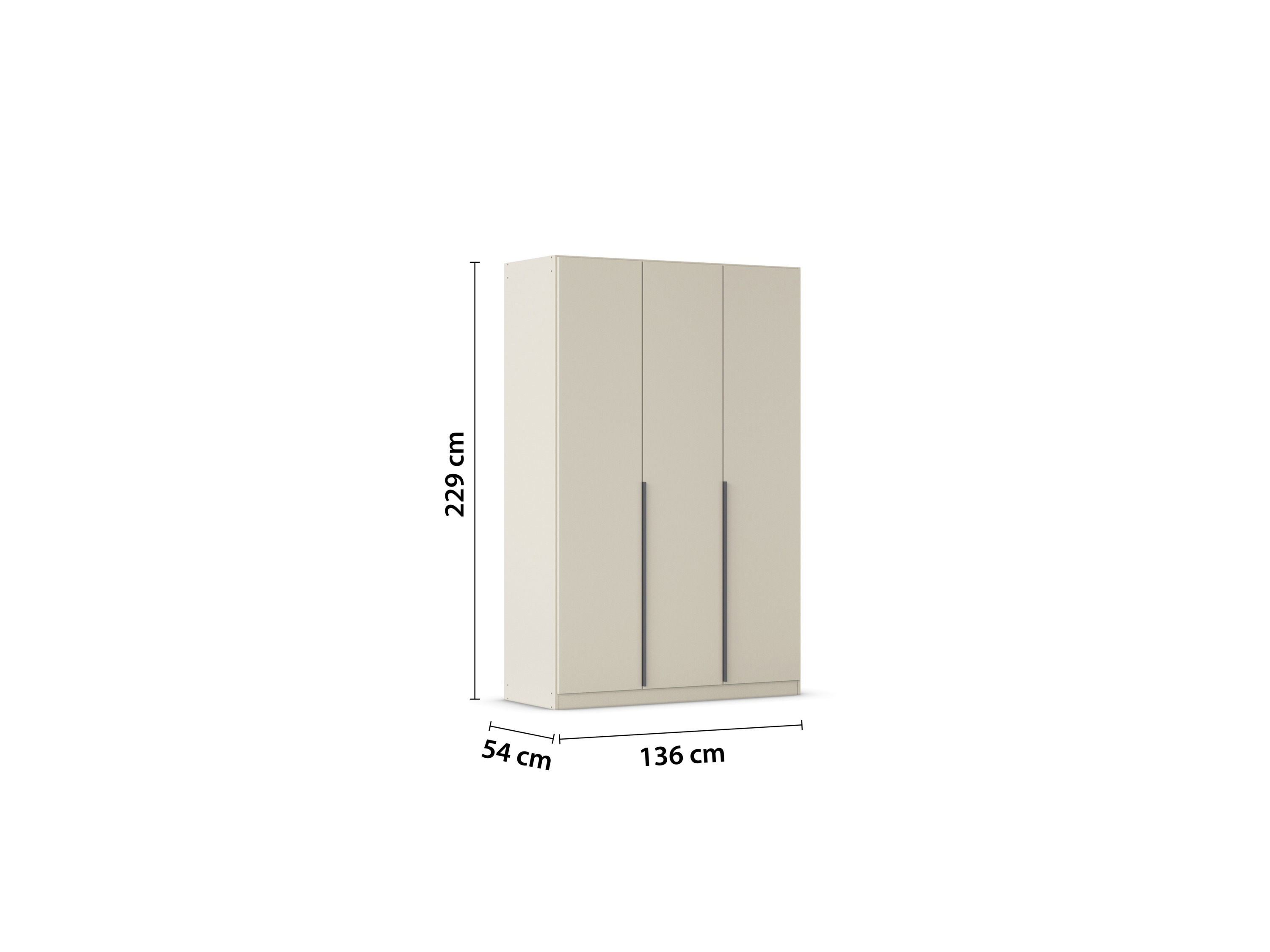 RAUCH ORANGE Drehtürenschrank Alabama (Basic-Zubehör, Beige-Champagner, Griffe Grau, 136 x 229 cm) – Bild 4 von 4