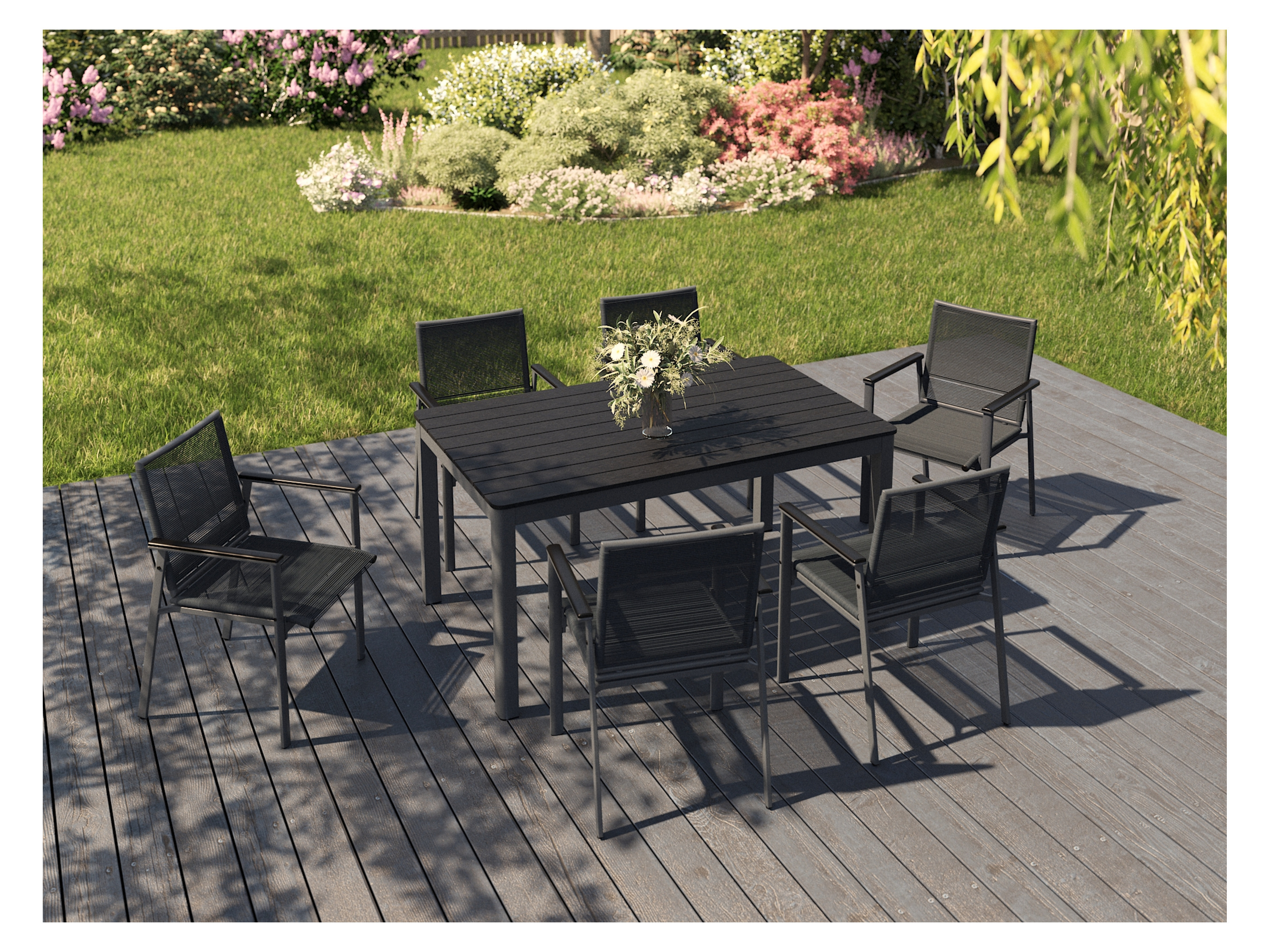 Thumbnail - LIVARNO home Alu-Gartentisch »Miami«, mit dekorativer Holzstruktur, anthrazit