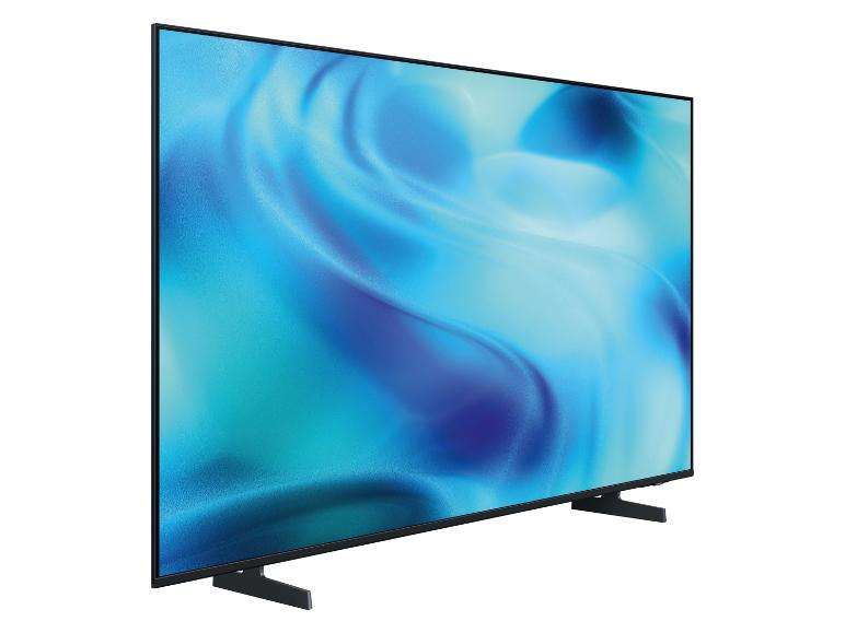 Flachbildfernseher mit blauem, abstraktem Hintergrundbild
