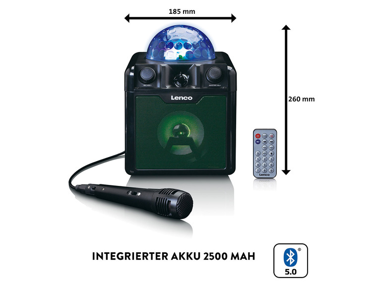 Gehe zu Vollbildansicht: Lenco Disco Lautsprecher »BTC-050«, mit Bluetooth & Mikrofon, inkl. Akku - Bild 8