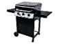 Char-Broil 3-Brenner-Gasgrill, schwarz, auf Wagen.