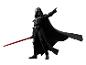 Darth Vader mit rotem Lichtschwert und ausgestrecktem Finger.