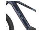 Detailaufnahme eines E-Mountainbike-Rahmens mit Modellname und Marke.