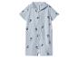 Hellblauer Baby-Kurzarm-Kapuzenoverall mit Palmenmuster.