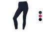 Damen-Sportleggings in Marineblau, mit Farboptionen in Rot und Schwarz.