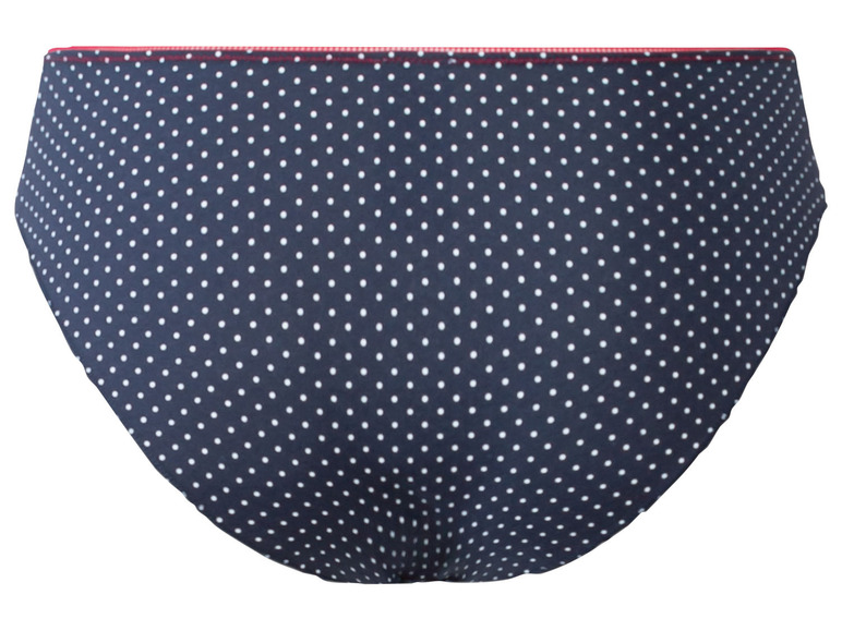 Dunkelblaue Unterhose mit weißen Punkten.