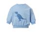 Blaues Langarm-Kindershirt mit Dinosaurier-Aufdruck.