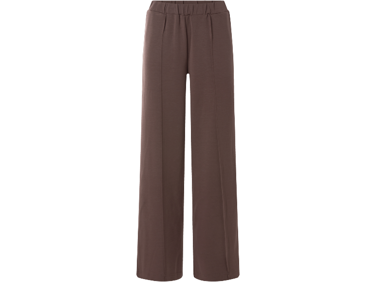 Braune weite Damenhose mit elastischem Bund.