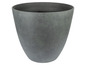 Runder grauer Kunststofftopf.