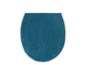 Eine weiche, blaue Toilettensitzmatte.