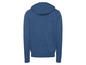 Ein blauer Hoodie mit Kapuze.