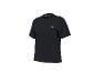 Schwarzes kurzärmeliges Sport-T-Shirt mit kleinem Logo auf der Brust.