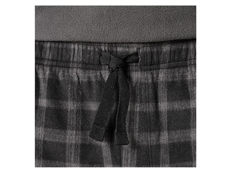 Graue karierte Schlafhose mit Kordelzug.
