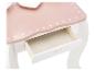 Rosa-weißer Schminktisch aus Holz mit offener Schublade