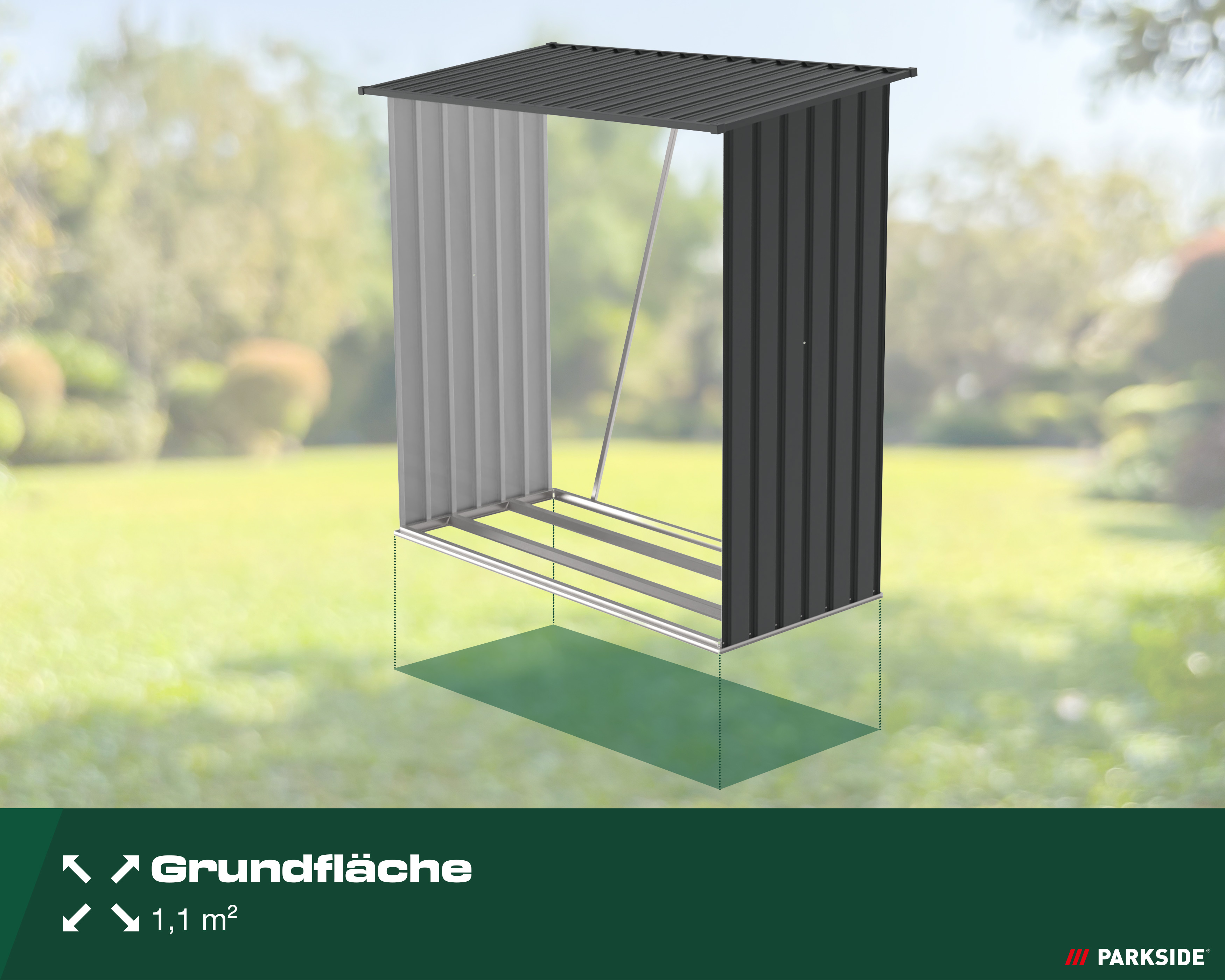 Darstellung der Grundfläche von 1,1 m²