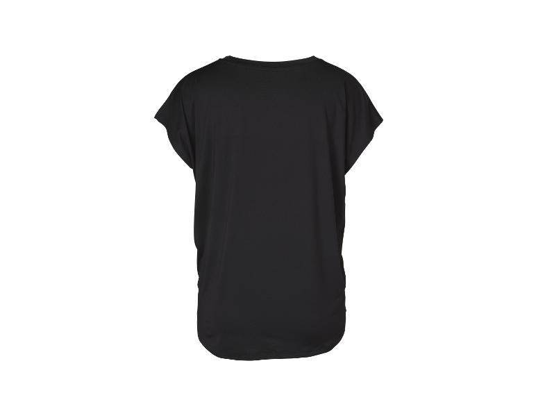 Schwarzes Kurzarm-T-Shirt mit Rundhalsausschnitt, Rückansicht