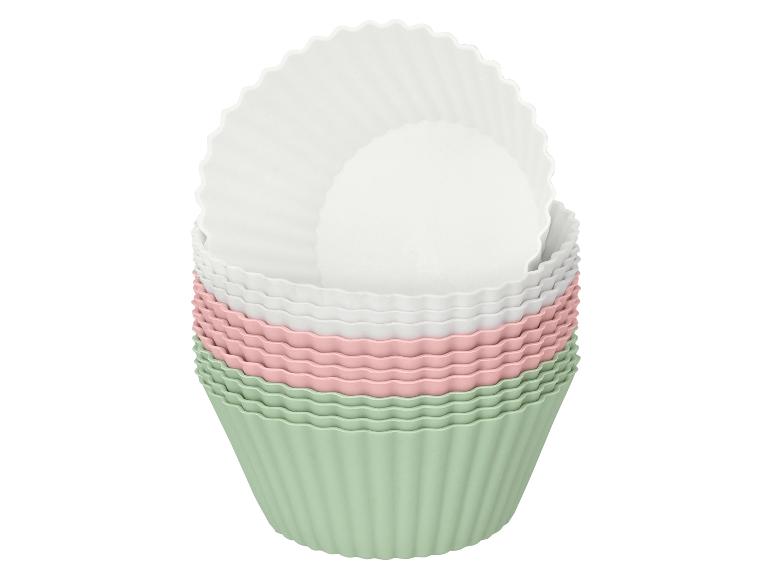 Set Silikon-Muffinförmchen in Weiß, Rosa und Grün
