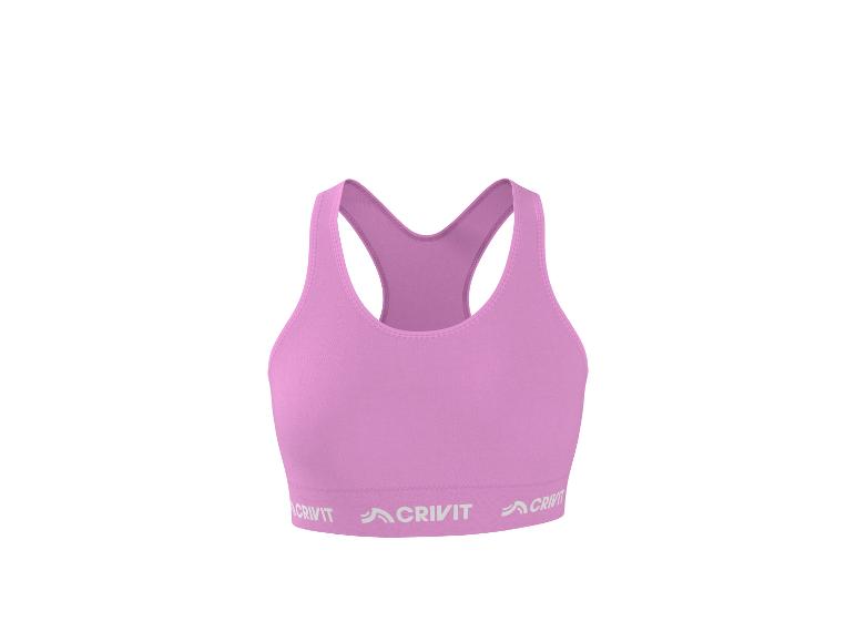 Rosa Sport-BH mit Racerback und Markenlogo am Unterbrustband.