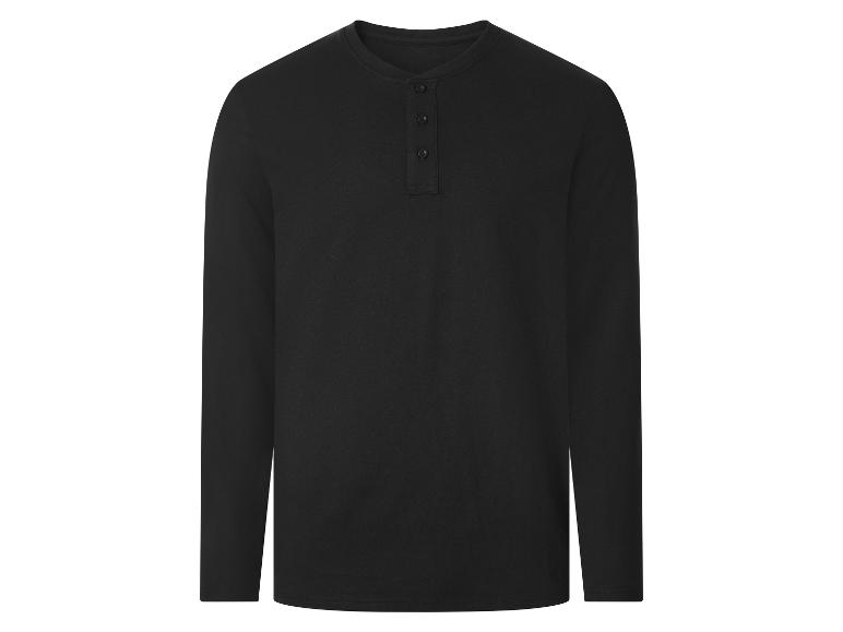 Schwarzes Langarmshirt mit Knopfleiste