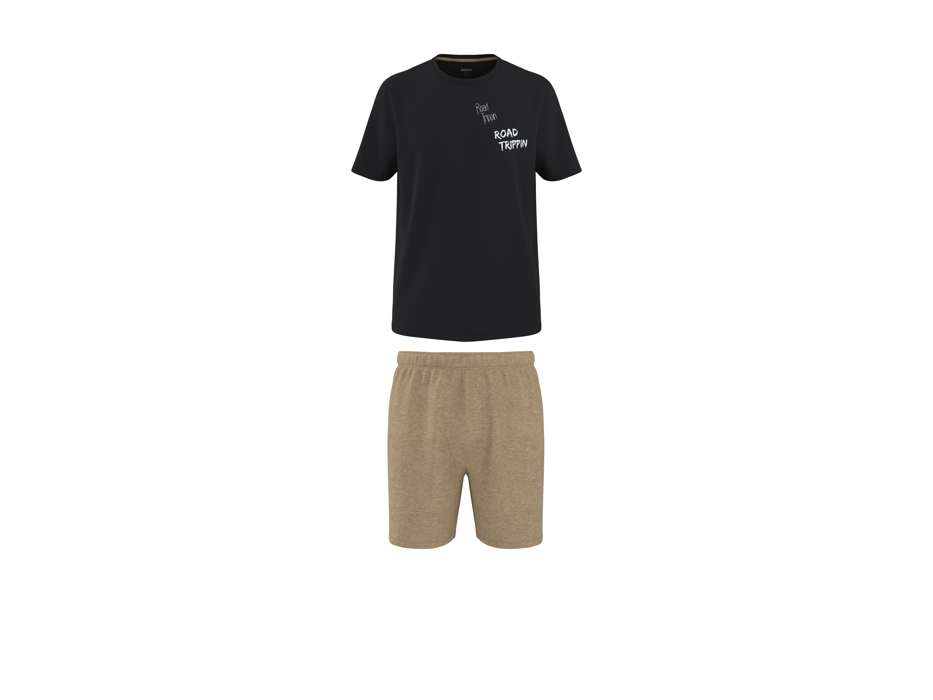 ESMARA MEN Herren Pyjama (schwarz/beige, XL (56/58))