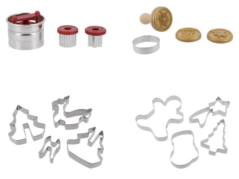 Set aus Ausstechformen und Stempeln für Kekse, inklusive Weihnachts- und Tiermotiven.