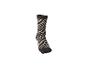 Socke mit schwarz-weißem Zebramuster.