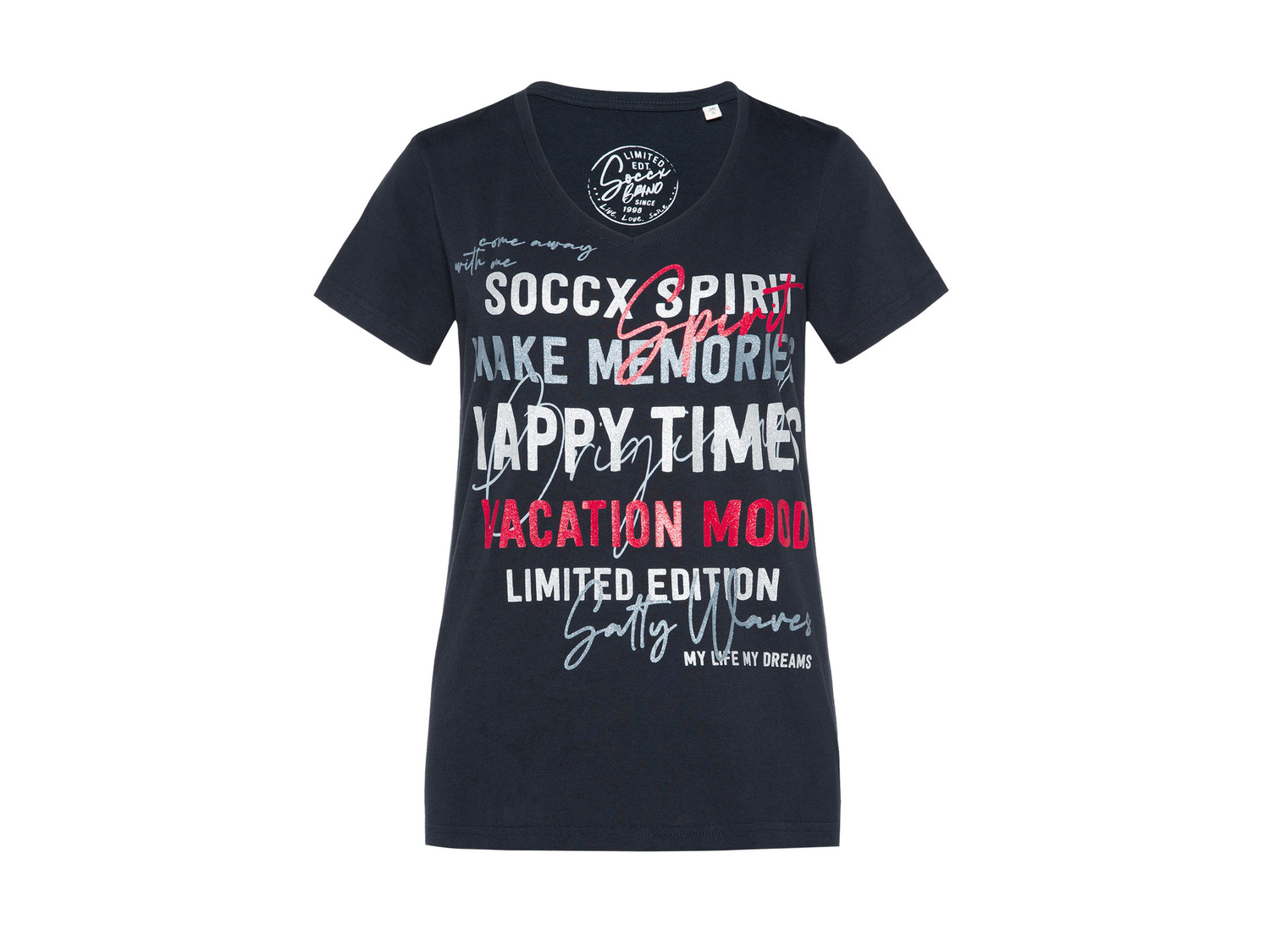 Soccx Damen T-Shirt mit Glitterdruck | LIDL