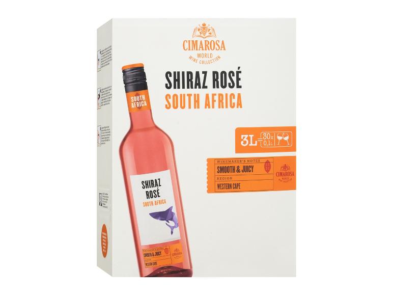 Cimarosa Shiraz Rosé Weinbox, 3L, aus Südafrika, mit Noten von sanft & saftig.