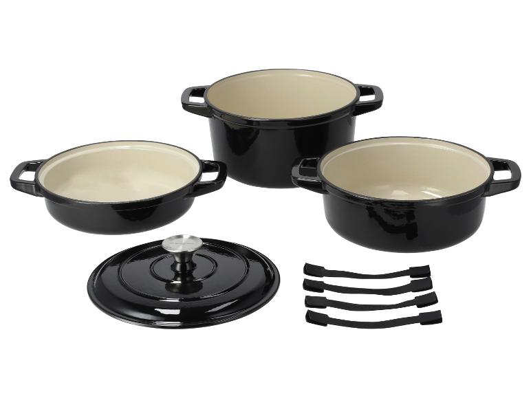 SweetChef Gusseisen-Kochgeschirr-Set, schwarze Farbe.